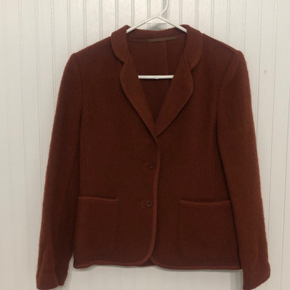 MondiBoiledWool Vtg90s Finland RUST Jacket Blazer Unlined Wms Euro 38 EUC